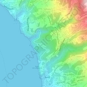 Topografisk kort Blanchette, højde, terræn