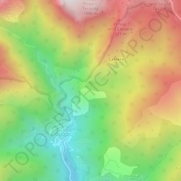 Topografisk kort La Brighetta, højde, terræn