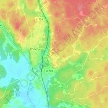 Topografisk kort Håkantorpet, højde, terræn
