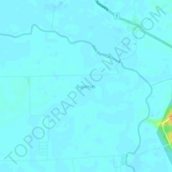 Topografisk kort Bajamas, højde, terræn