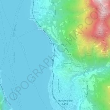 Topografisk kort Olcio, højde, terræn