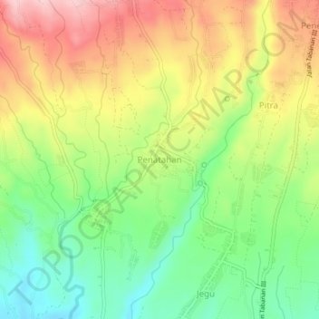 Topografisk kort Penatahan, højde, terræn