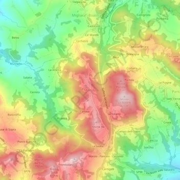 Topografisk kort Marola, højde, terræn