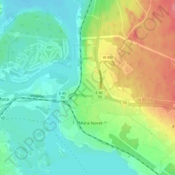 Topografisk kort Stormyren, højde, terræn