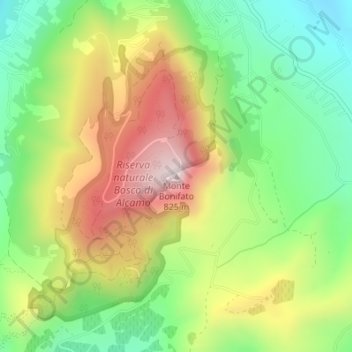 Topografisk kort Monte Bonifato, højde, terræn