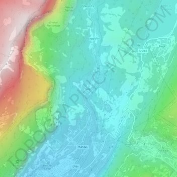 Topografisk kort Lago, højde, terræn