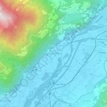 Topografisk kort Bessimo Inferiore, højde, terræn
