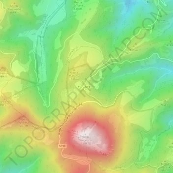 Topografisk kort Pian dell'Elmo, højde, terræn
