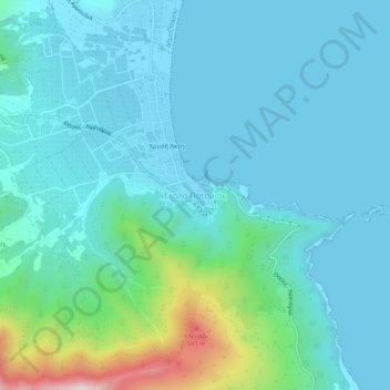 Topografisk kort Skala Potamias, højde, terræn