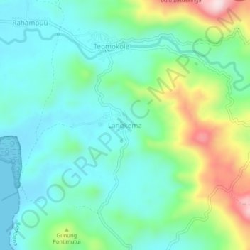 Topografisk kort Langkema, højde, terræn