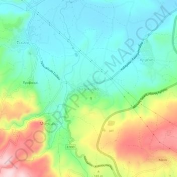 Topografisk kort Neo Chorio, højde, terræn