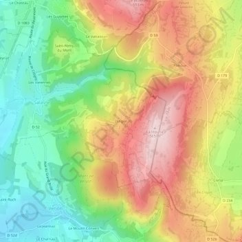 Topografisk kort Dingier, højde, terræn
