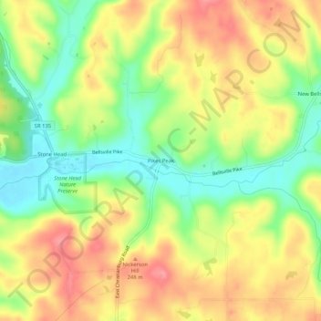 Topografisk kort Pikes Peak, højde, terræn