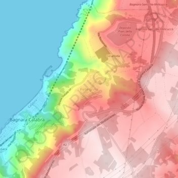 Topografisk kort Pellegrina, højde, terræn