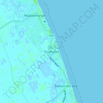Topografisk kort Trusthorpe, højde, terræn