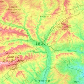 Topografisk kort Salisbury, højde, terræn