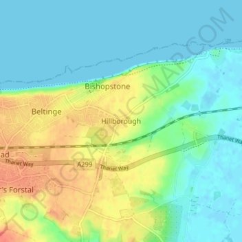 Topografisk kort Hillborough, højde, terræn