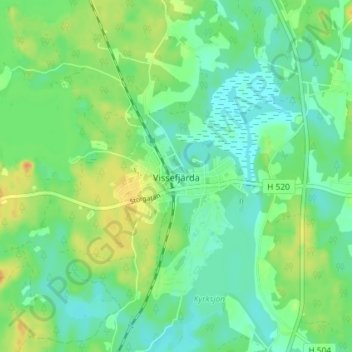 Topografisk kort Vissefjärda, højde, terræn