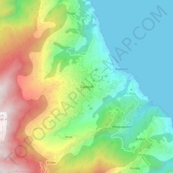 Topografisk kort Ζαγορά, højde, terræn