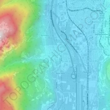 Topografisk kort Ravina, højde, terræn