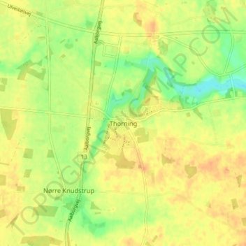Topografisk kort Thorning, højde, terræn