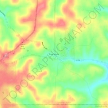 Topografisk kort Owensburg, højde, terræn