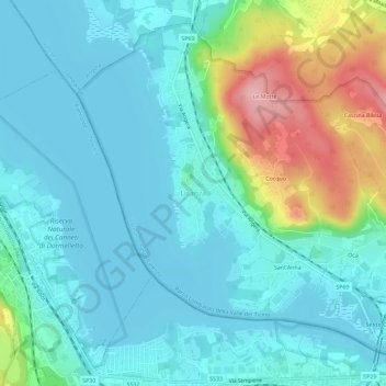 Topografisk kort Lisanza, højde, terræn