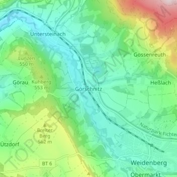 Topografisk kort Görschnitz, højde, terræn