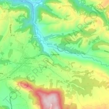 Topografisk kort Cerdomare, højde, terræn