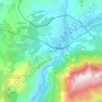 Topografisk kort San Severino, højde, terræn