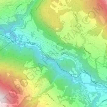 Topografisk kort Alvaschein, højde, terræn