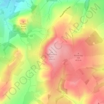 Topografisk kort Cothercott Hill, højde, terræn