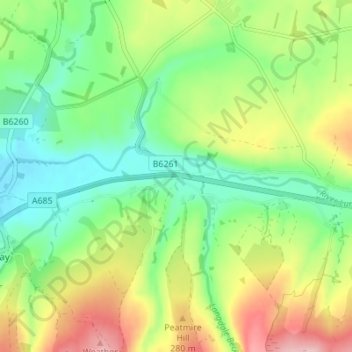 Topografisk kort Gaisgill, højde, terræn