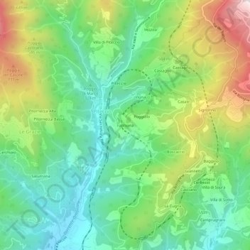 Topografisk kort Fabbiana, højde, terræn