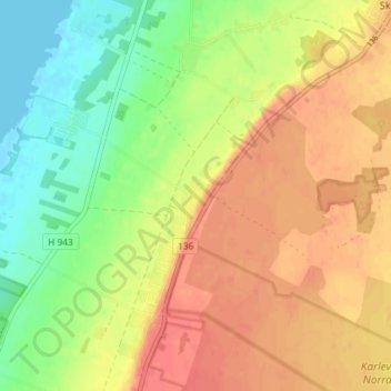 Topografisk kort Eriksöre, højde, terræn