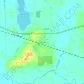 Topografisk kort Atwood, højde, terræn