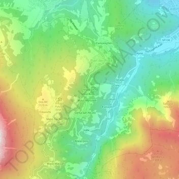 Topografisk kort Maso Uezi, højde, terræn