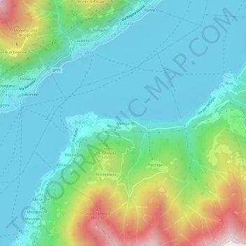 Topografisk kort Moniga, højde, terræn