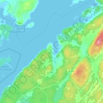 Topografisk kort Kungsviken, højde, terræn