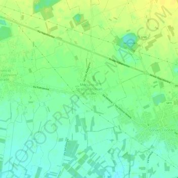 Topografisk kort Morsano di Strada, højde, terræn