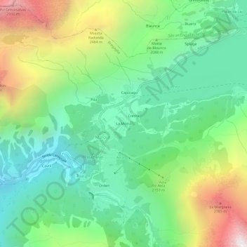 Topografisk kort La Motta, højde, terræn
