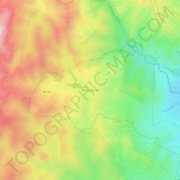 Topografisk kort El Durazno, højde, terræn
