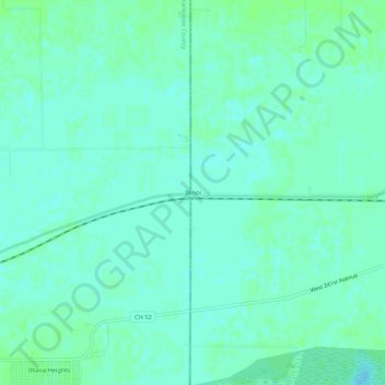 Topografisk kort Illinoi, højde, terræn