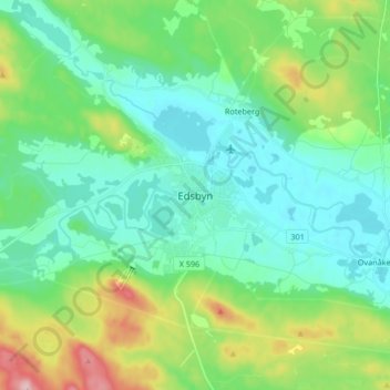 Topografisk kort Edsbyn, højde, terræn