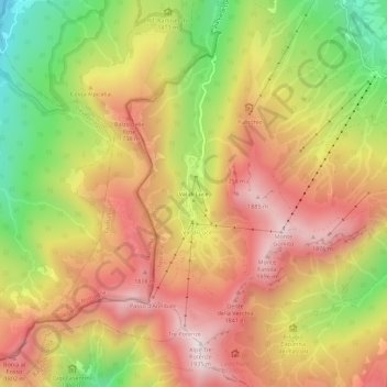 Topografisk kort Val di Luce, højde, terræn