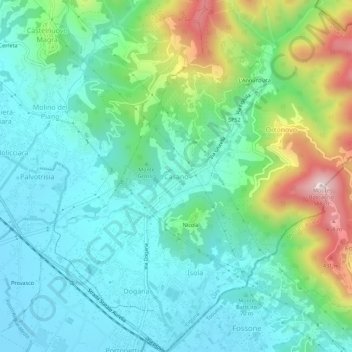 Topografisk kort Casano, højde, terræn
