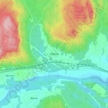 Topografisk kort Sifferbo, højde, terræn