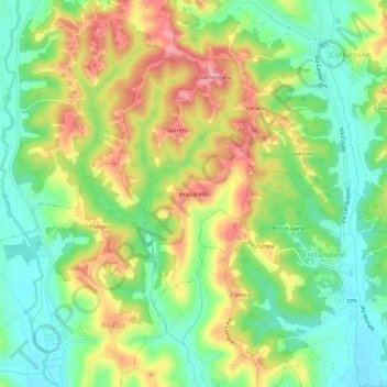 Topografisk kort Briccarello, højde, terræn