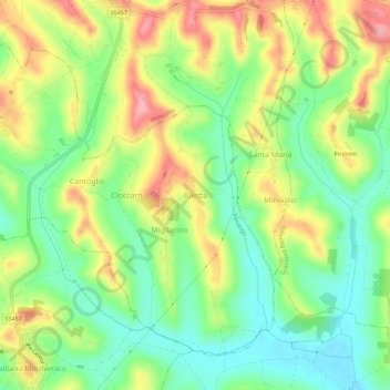 Topografisk kort Biletta, højde, terræn