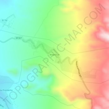 Topografisk kort Ampimpa, højde, terræn